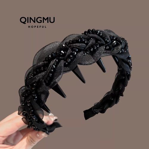 轻奢感发箍女带钻巴黎王妃升级版宽边发卡防滑外出高颅顶头箍发饰