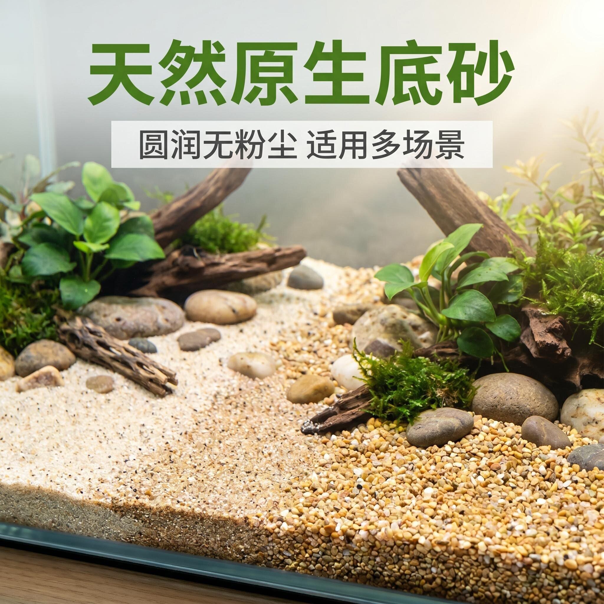 天然原生底砂鱼缸造景装饰河沙颗粒水族箱底砂天然材料