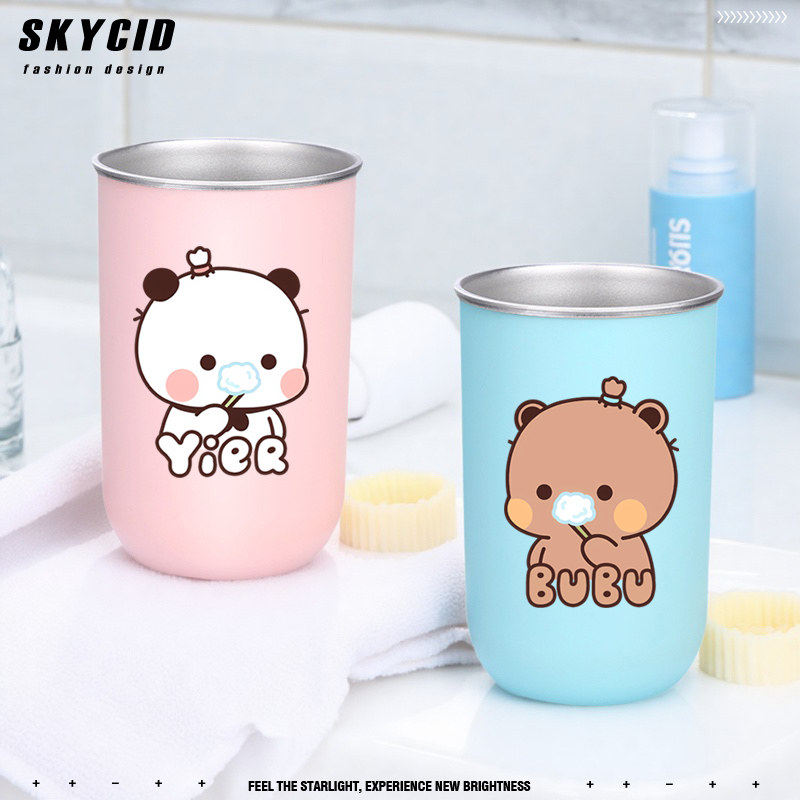 可爱卡通情侣杯子一二和布布熊猫动漫不锈钢牙刷杯洗漱杯漱口杯dt,家庭/个人清洁工具,洗漱杯,淘宝优惠券,粉丝福利购,淘宝优惠卷