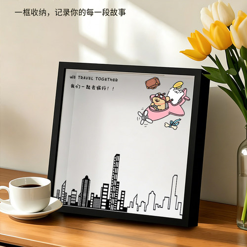线条小狗周边旅行地图时光相框