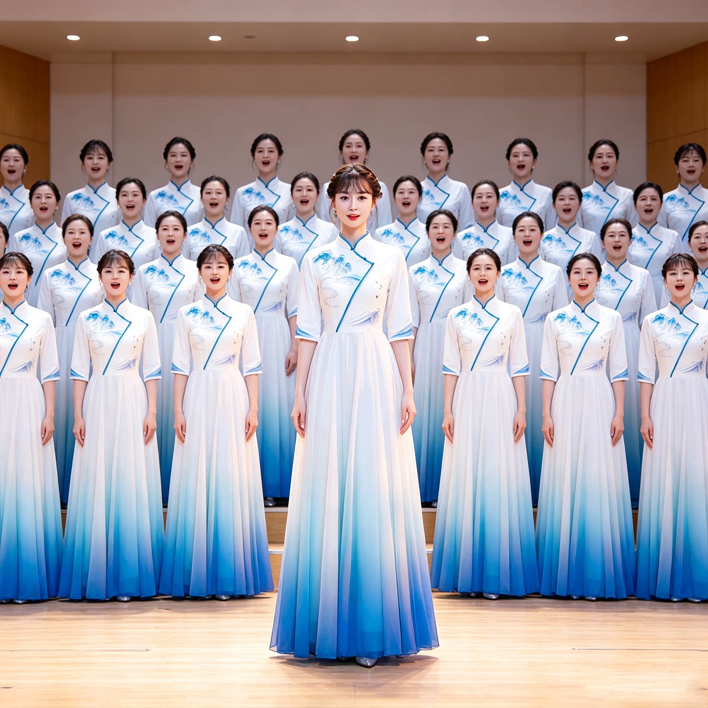 大合唱服演出服女长裙新款学生成人朗诵比赛中国风合唱团舞台礼服