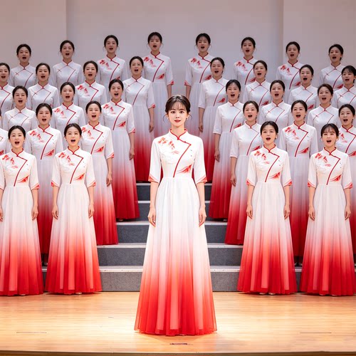 大合唱服演出服女长裙国风晚礼服