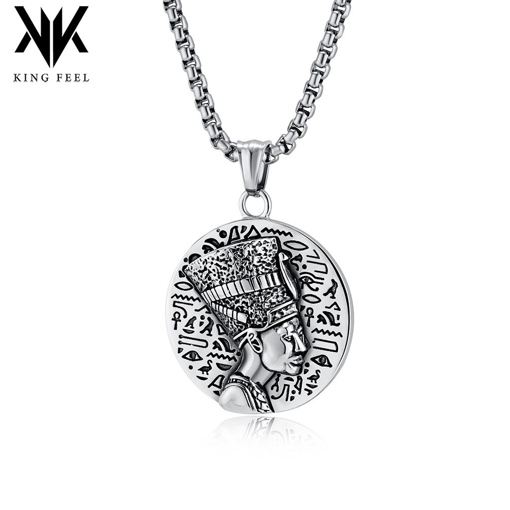 Nefertiti古埃及法老奈费尔提蒂壁画像项链文化符号护身钛钢吊坠