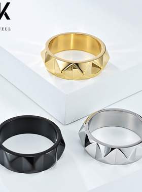 欧美热销锥形钛钢戒指男士小众个