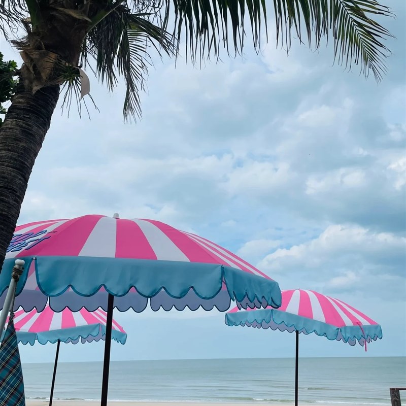 大号伸缩雨棚遮阳伞户o外庭院伞粉色条纹摆摊伞咖啡店露营帐篷大