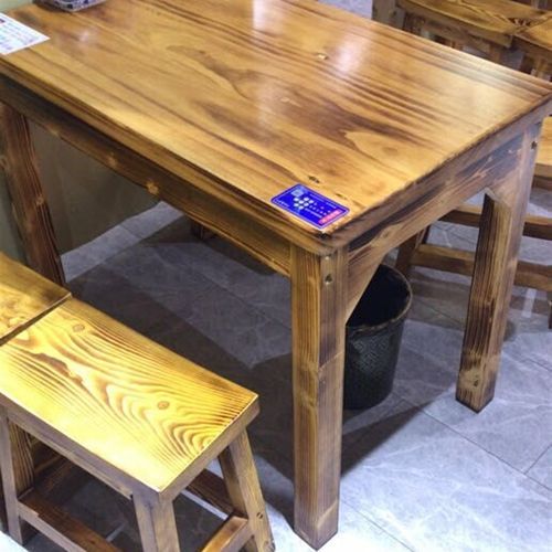 包邮碳化防腐桌椅小n吃店烧烤面馆小户型实木快餐桌阳台桌椅套件