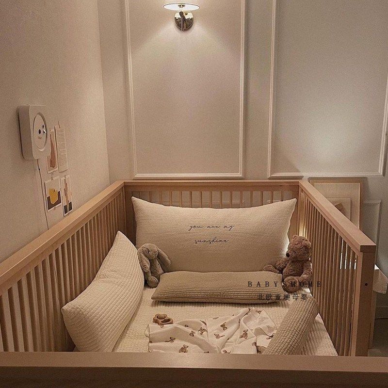 ins风儿童房床头靠o枕婴儿床榻榻米床上靠背可拆洗纯棉刺绣长抱枕