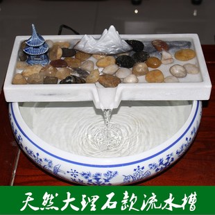 石槽流水摆件循环水景观鱼缸原石头流水槽造景景观配件.水缸流水
