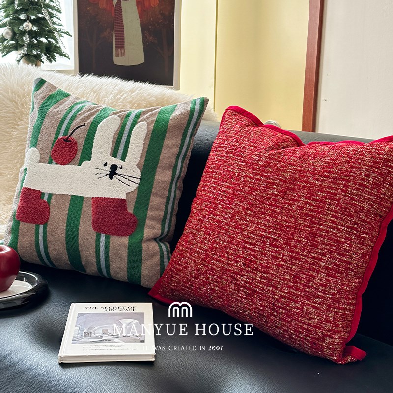 蔓越家 2025新年红色喜庆客厅沙发抱枕靠垫O卧室床头靠垫腰枕靠背