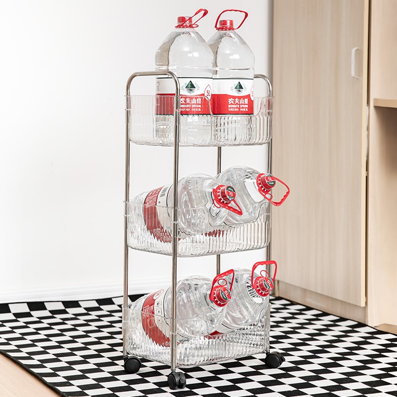 亚克力零b食小推车置物架落地移动宿舍床头浴室书架化妆品收纳架