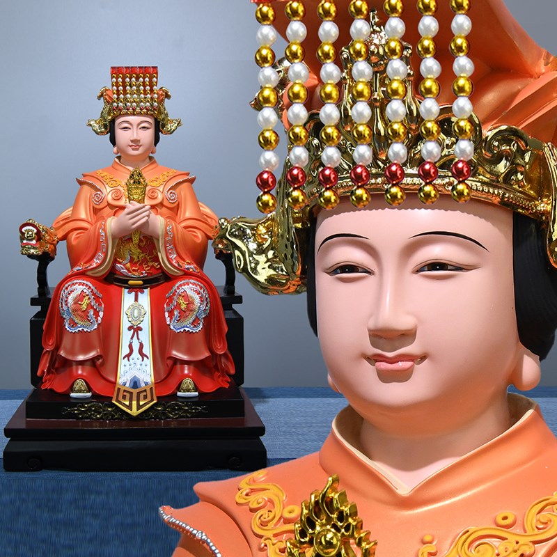 速发碧霞元君奶奶神体彩脂树绘娘娘老母像像摆件家用供奉