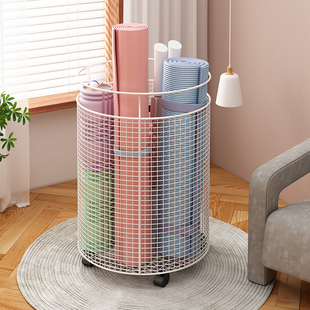 速发瑜伽材收纳筐带器健身轮材收纳架泡沫轴运动器垫收纳筒圆形置