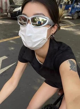 速发辣妹拽姐飞行员Y2K墨拍照镜级感太紫防外线凹造型