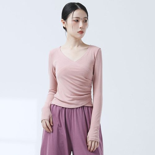 速发衣蹈底练功服V领新款形体服上舞长袖打服秋冬套指中国舞训练