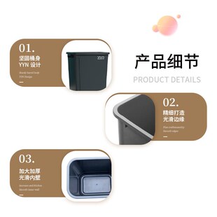 速发商用无盖大垃圾桶方形大容量家用超大厨房大号20升卫生桶60L