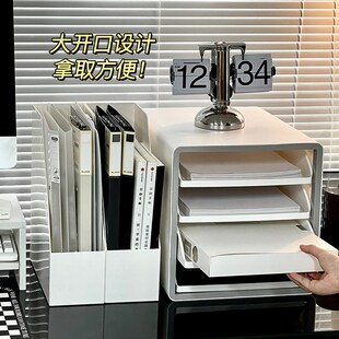 速发桌面文件收屉架办公室工位抽纳式A4纸多层收容盒桌上大纳量置