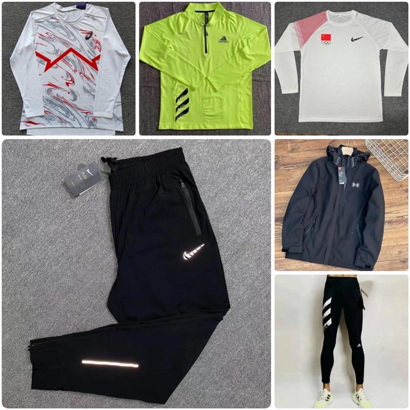 体育生秋冬田径训练服跑步健身男女速干裤冲锋衣半拉链长袖紧身裤