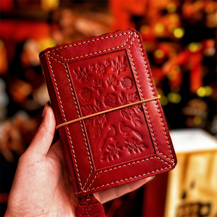 m5活页中国红礼物国风A6A7手账本真皮文创记事笔记本个性随身本子