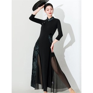 速发古中舞开叉旗袍服国舞弹力练功服改良演出典民族舞蹈服装