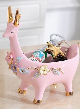 速发装饰品收居创意鹿家纳摆件门茶家用鞋柜玄关桌面口几客厅