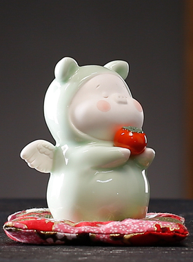 速发创意猪爱小可陶瓷摆件家居电视柜酒柜桌面物动装饰品礼物诸事
