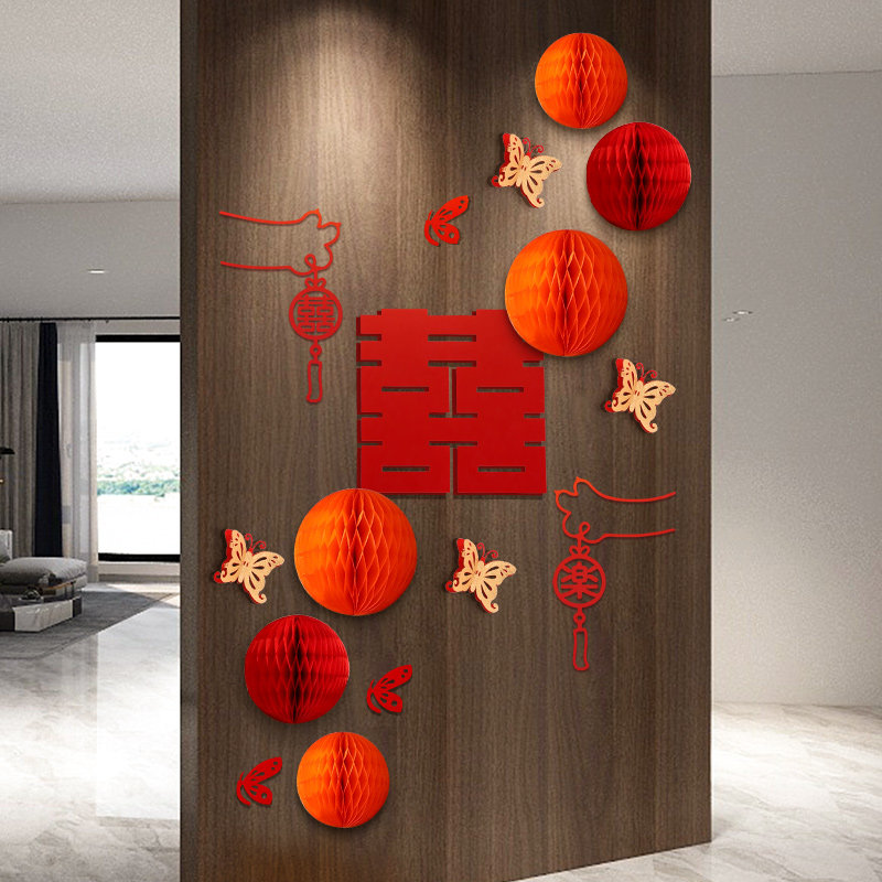 速发玄关婚房布景套装男方结婚新房客墙装饰婚礼房间高级感背置厅