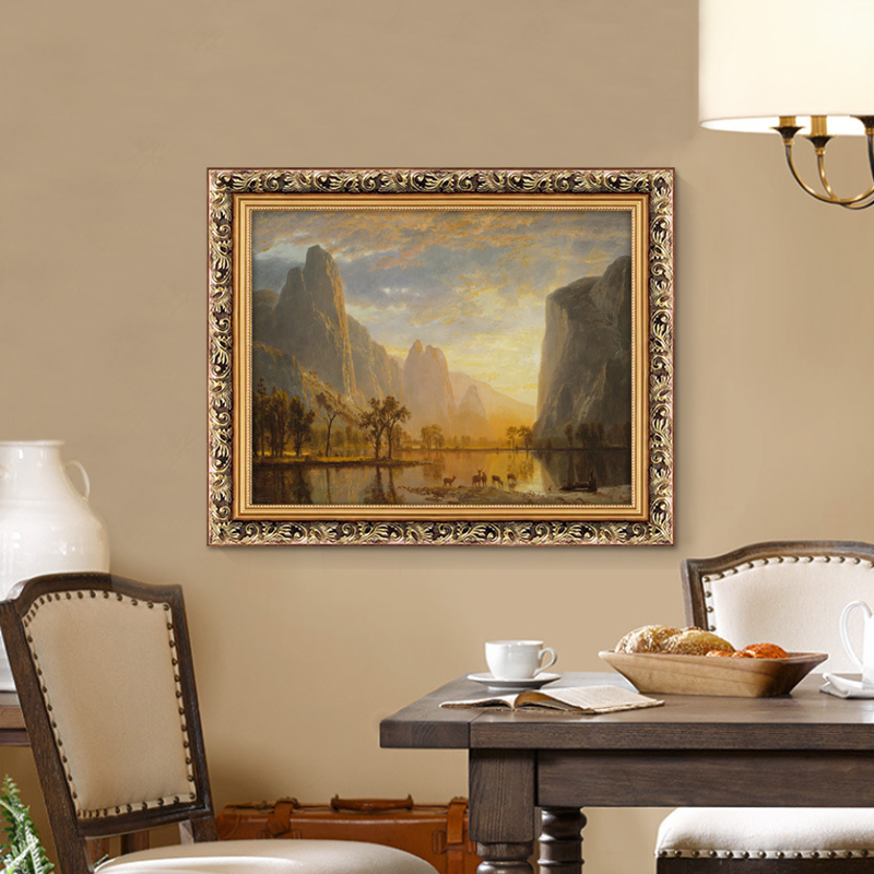 速发山水风景鹿油画客厅装饰画欧式别墅沙发背景墙画饭厅挂画希望图片
