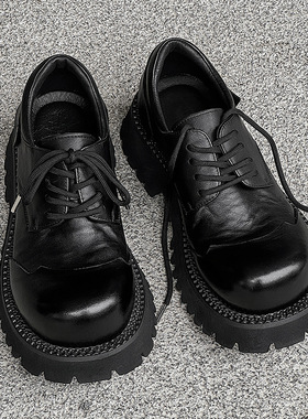 男士英伦风德比鞋男黑色厚底增高商务正装大头通勤休闲圆头皮鞋男