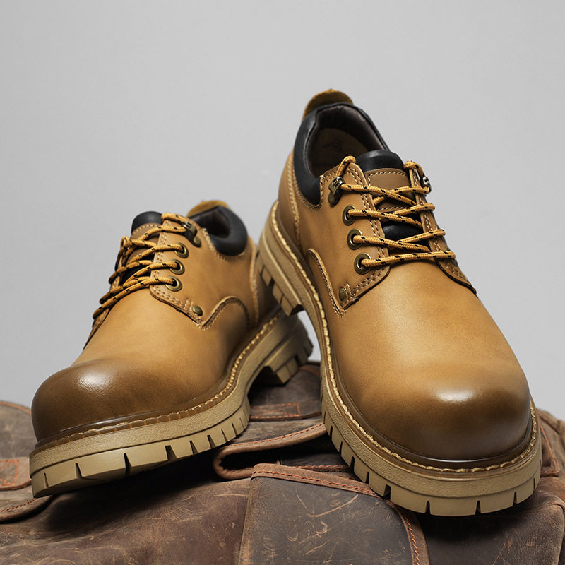 户外复古英伦风工装鞋男款真皮厚底增高休闲皮鞋男士百搭大头鞋子