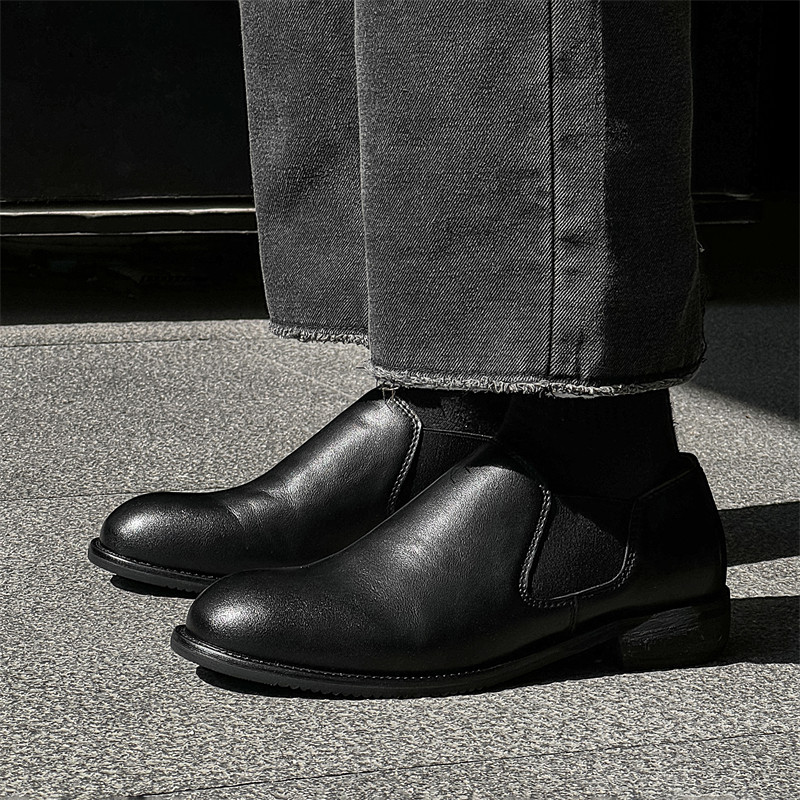 切尔西靴男款2025新款复古英伦风厚底增高马丁靴男百搭休闲短靴子
