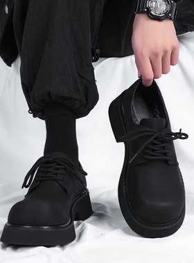 2025夏季新款小众厚底德比鞋男增高5CM巴黎大头皮鞋复古黑色皮鞋