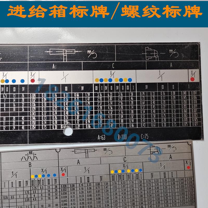 沈阳机床螺纹标牌ca6140/6150进给铭牌 进给箱标牌 沈阳车床标牌