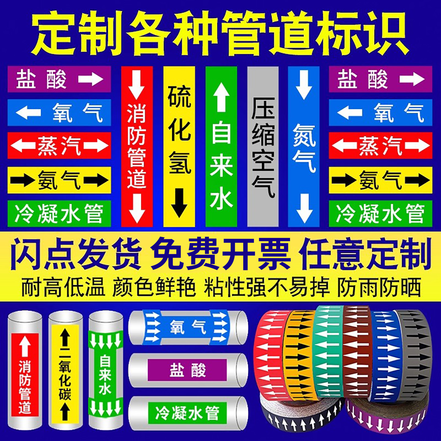 【热销万件】管道标识流向箭头
