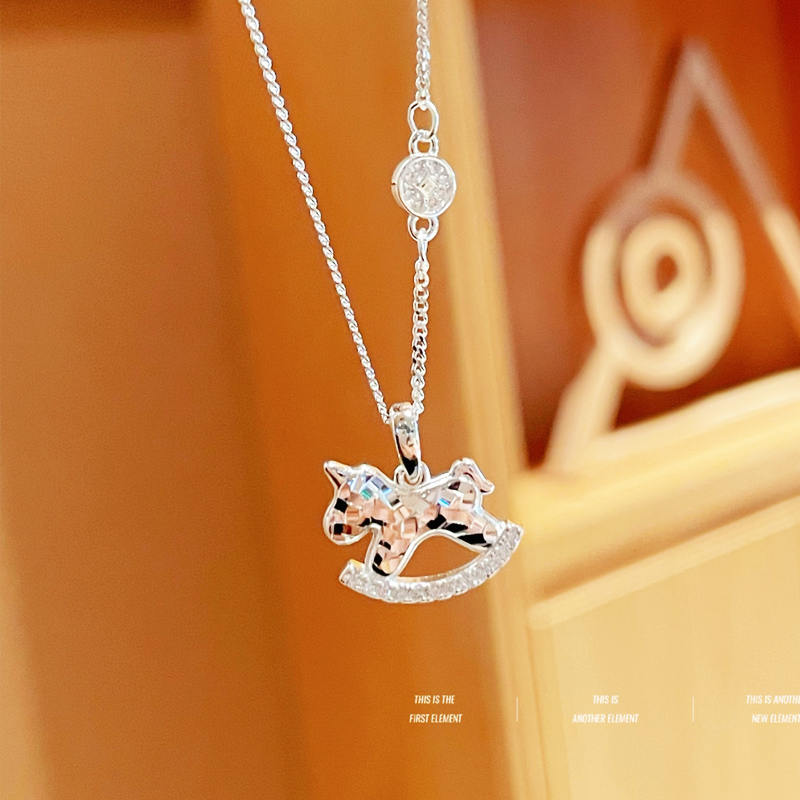 碎冰冰马上有钱吊坠银项链锁骨轻奢小众毛衣链送闺蜜女友生日礼物