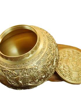 铜龙凤茶叶罐储物罐高档精品罐带铜盖摆防潮ZXG密黄封罐龙凤茶叶