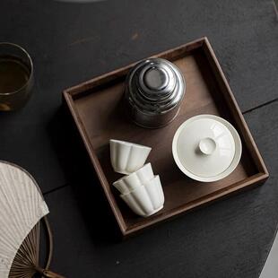 室茶话北美黑胡桃木茶托盘茶纳具宜茶杯收干泡小茶家盘实木用bmht