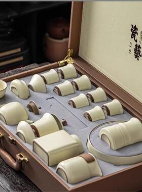 物尚置黄汝窑功夫茶具玩套装高家用2023米新款轻奢档陶瓷盖RCDR-7