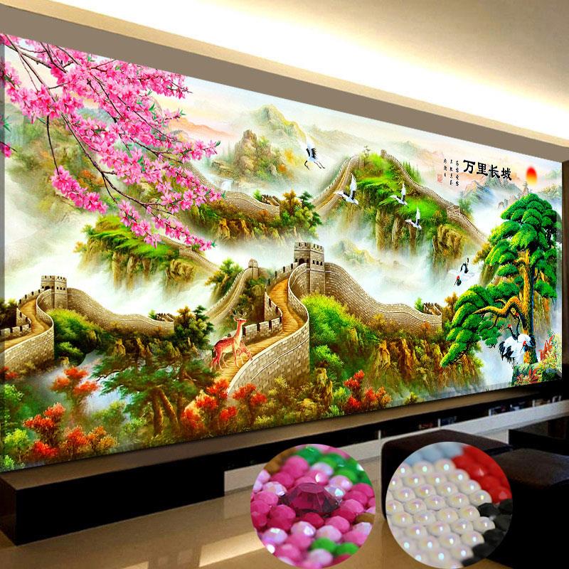 2024钻石画新款2025年客厅万里长城十字绣满钻千里江山图山水风景