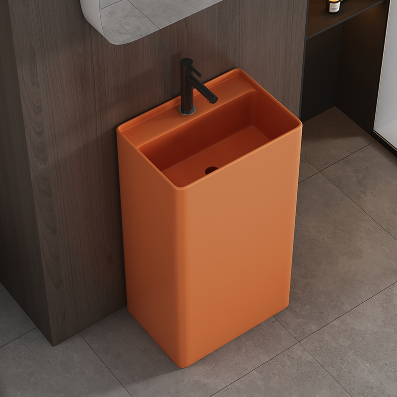 陶瓷立柱盆一体落地式卫生间阳台家用小户型洗手盆X立柱式洗脸盆