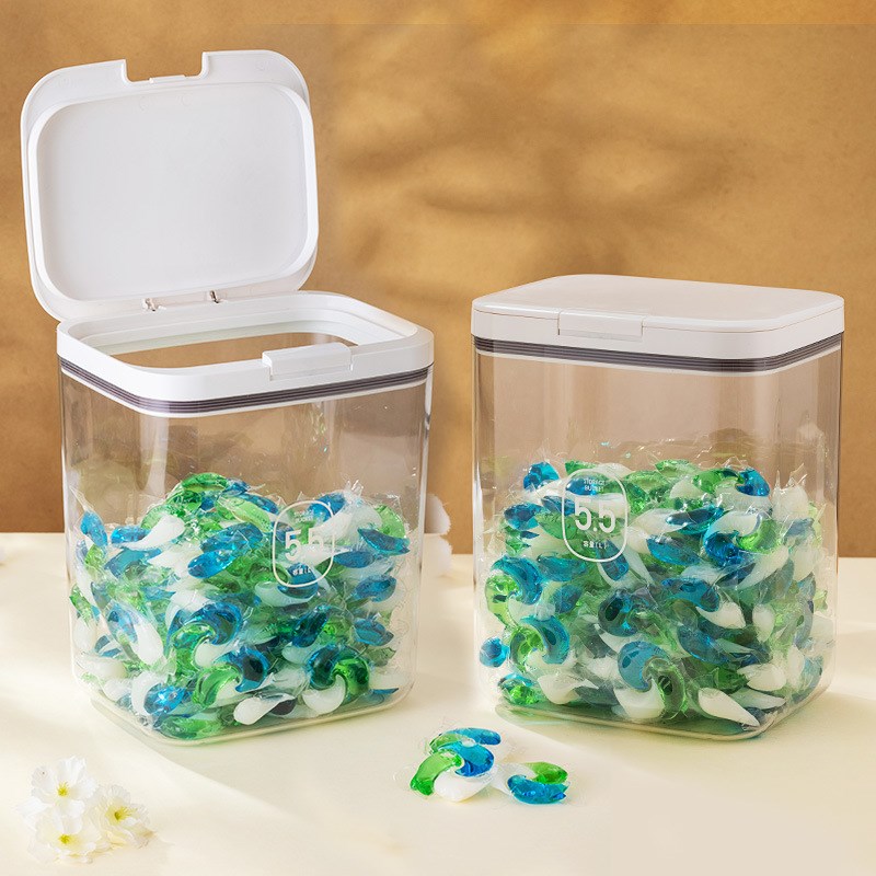 洗衣粉收纳盒防潮密封干燥洗衣液凝珠专用储存Q罐留香珠收纳桶按