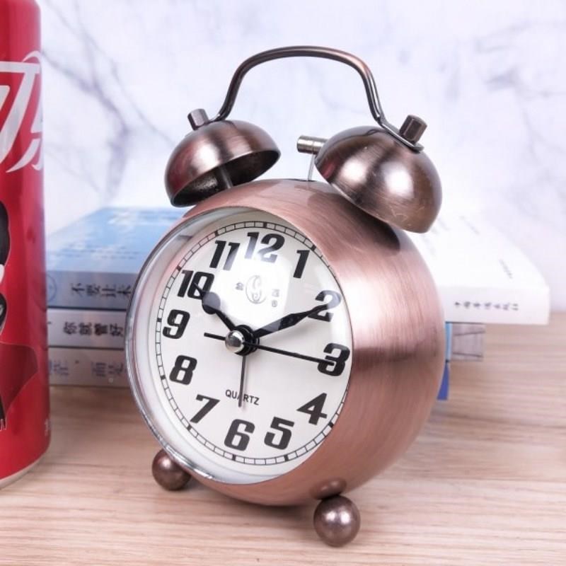 式上464e97海老机械闹钟超大声音马蹄表发条复古怀旧金机属芯创意