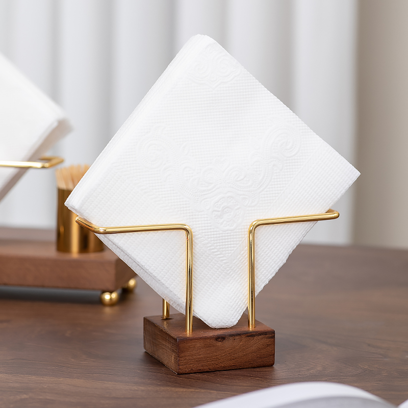 新中式西餐厅胡桃色纸巾架托实木酒店民宿立式多功能牙签盒餐巾座