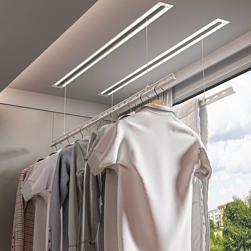 隐形晾衣架家用阳台室内嵌入式智能可伸缩自动遥控升降电动晒衣架