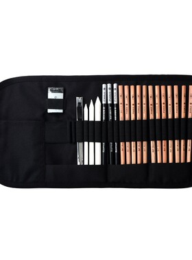 马可绘画素描笔帘工具包3H-9B多灰度HB2B4B6B8B手绘12支速写铅笔