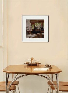 S5286-极简系风景油画覆古小众客厅卧室画房子3030