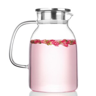 加厚手工耐热冷水壶高硼硅玻璃冷水壶花茶壶大容量矮胖冷水壶果汁