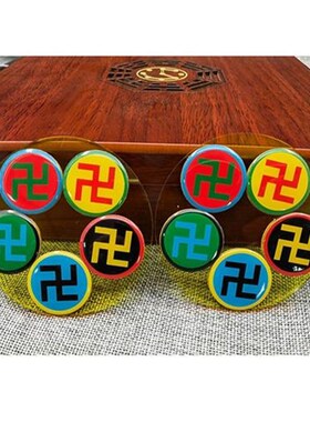 五行太极盘 单双面江氏掌中宝8.3CM双面五行太极八卦万字福补角盘