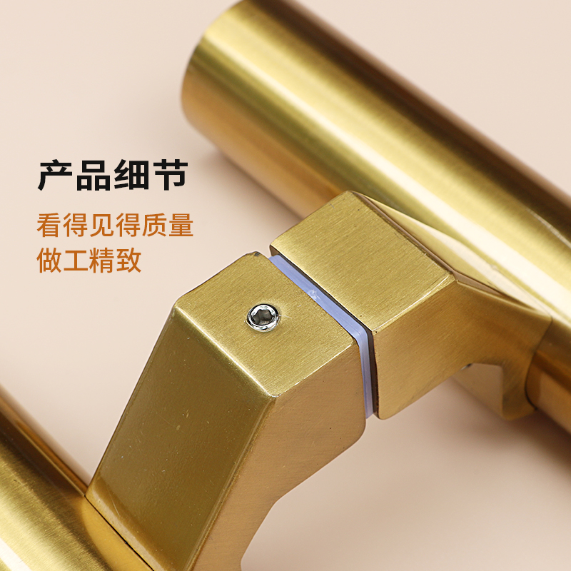 玻璃大门把手拉丝黑钛金玫瑰金黄钛金无指纹拐脚有框门木门大拉手