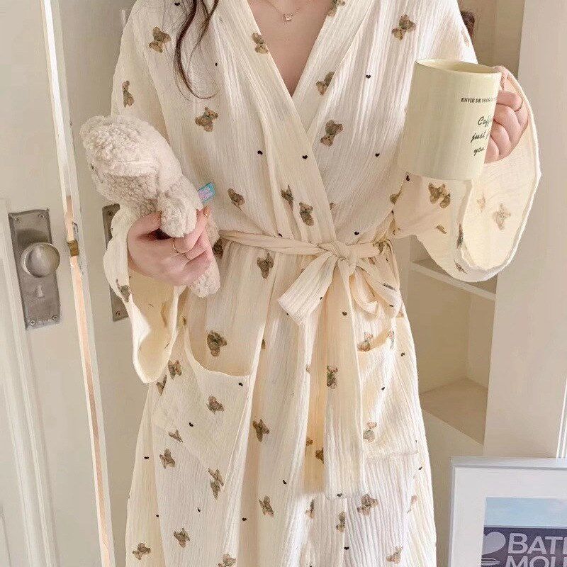 浴袍女四季通用洗完澡穿的纱布浴裙睡衣长款到脚踝可裹可穿式浴巾