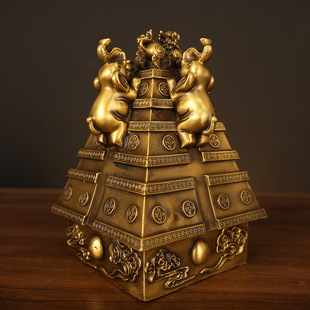 纯铜四象生财摆件吉象福象财塔破土而出财象高升书房办公室装饰